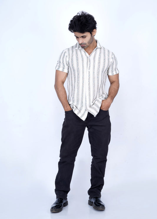 ✨ Star Imported Texture Shirt - Greywhite