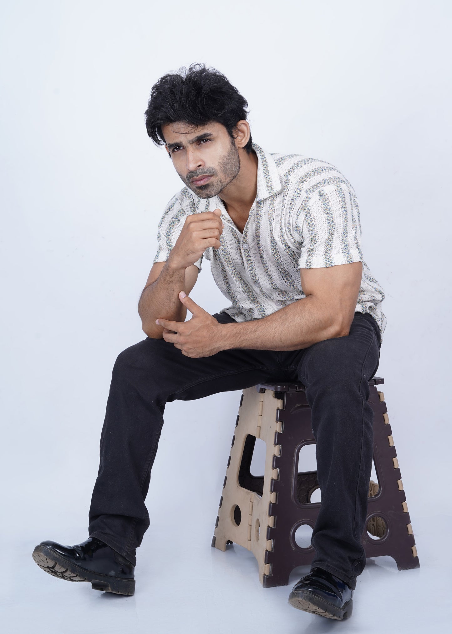 ✨ Star Imported Texture Shirt - Greywhite